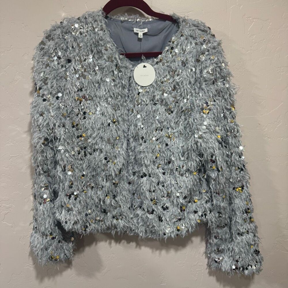 New Evita Glitter Feather Cardi - Picture 2 of 7